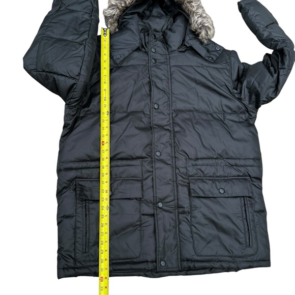 Mens Perry Ellis Puffer Jacket Removable Hood Black Size XL Portfolio Wellon - Picture 9 of 15